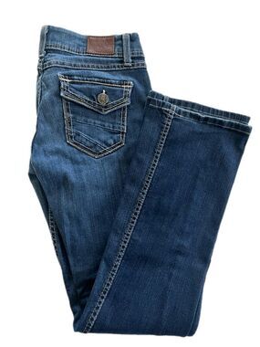 Vintage Buckle BKE Addison Bootcut Jeans Contrast Stitching Button Flap Pockets